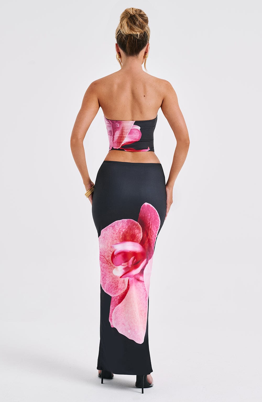 Allegra Top Nero Fiori Stampa
