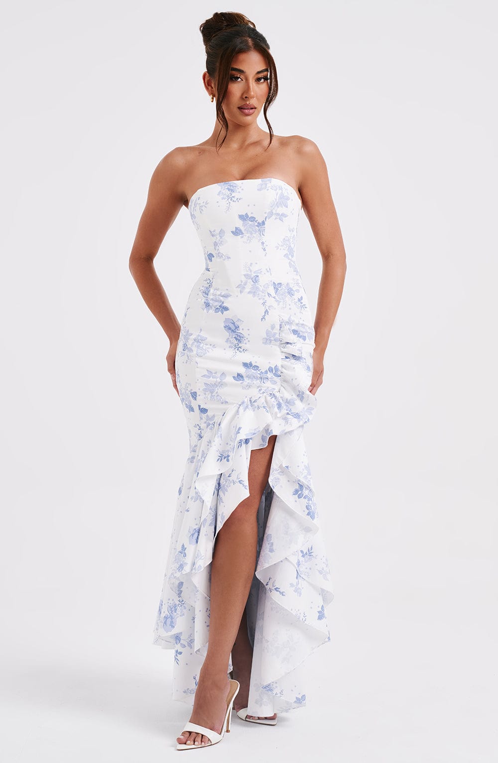 Abito Maxi Blu Fiorato