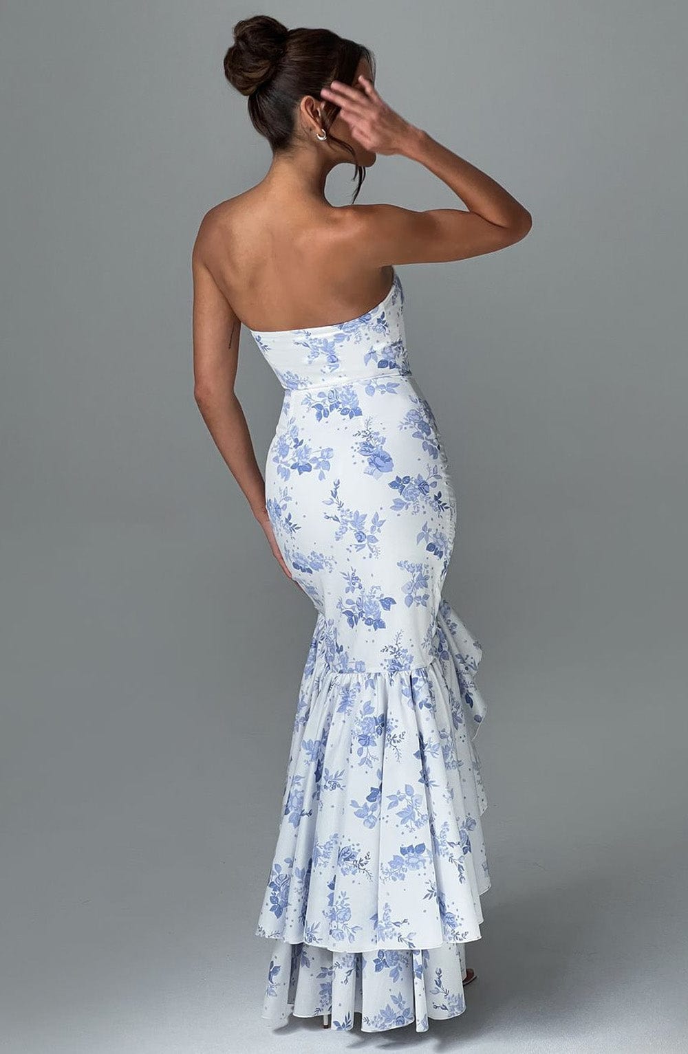 Abito Maxi Blu Fiorato