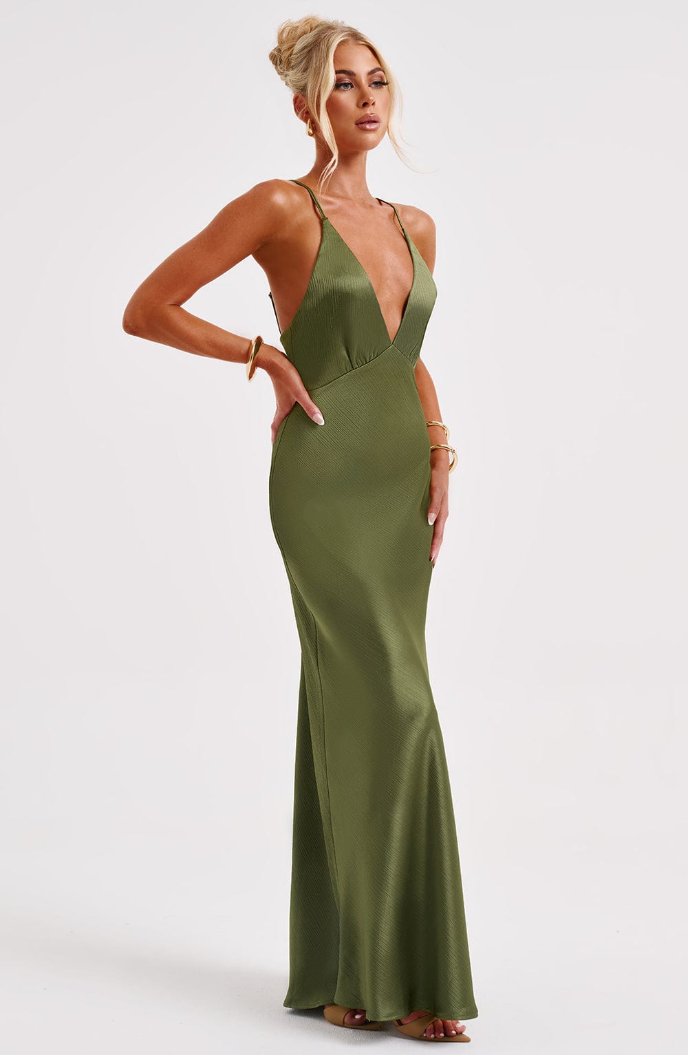 Abito Maxi Khaki di lusso