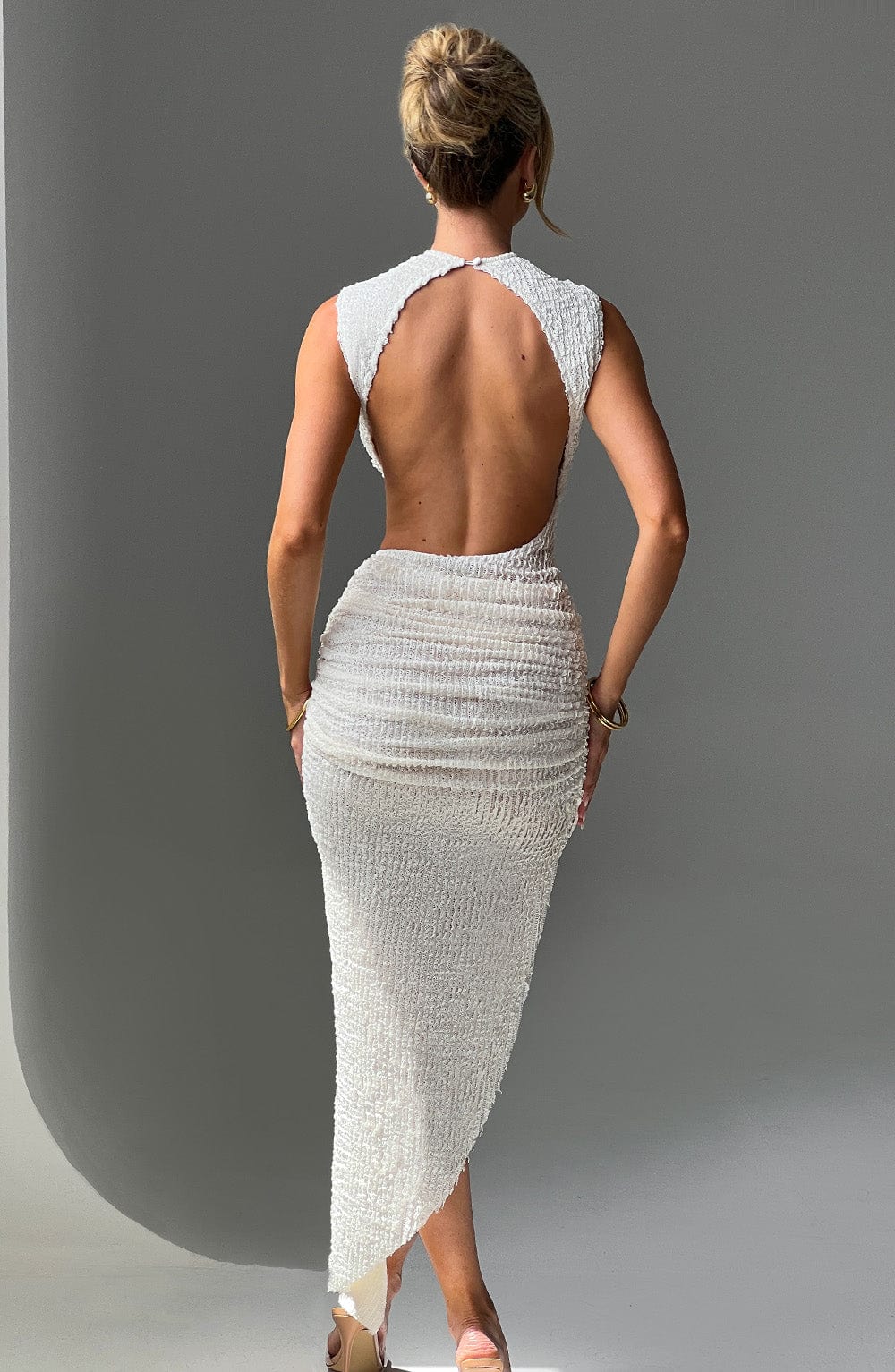 Aphrodite Midi Dress - Elegant Ivory with High Split