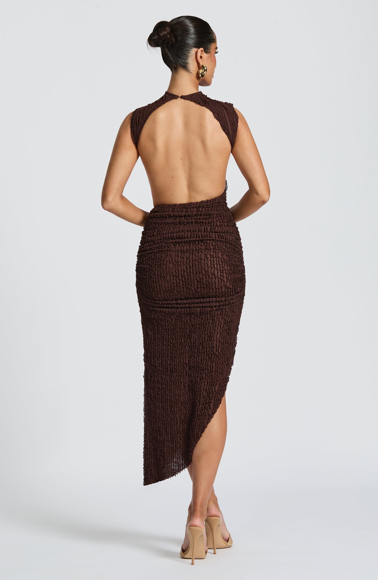 Aphrodite Abito da Sera in Maglia Plum Brown