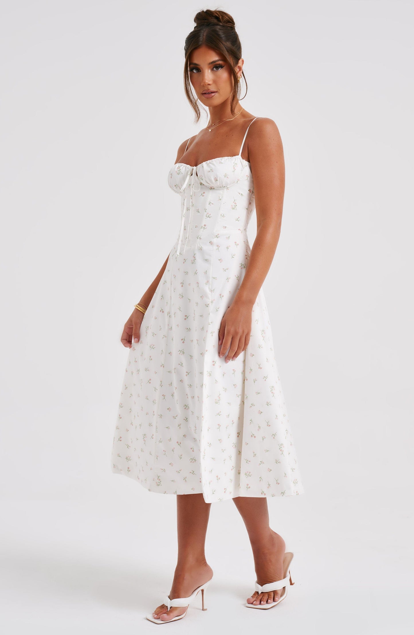 Abito Midi Deanna - Stampa Fiori Rosa
