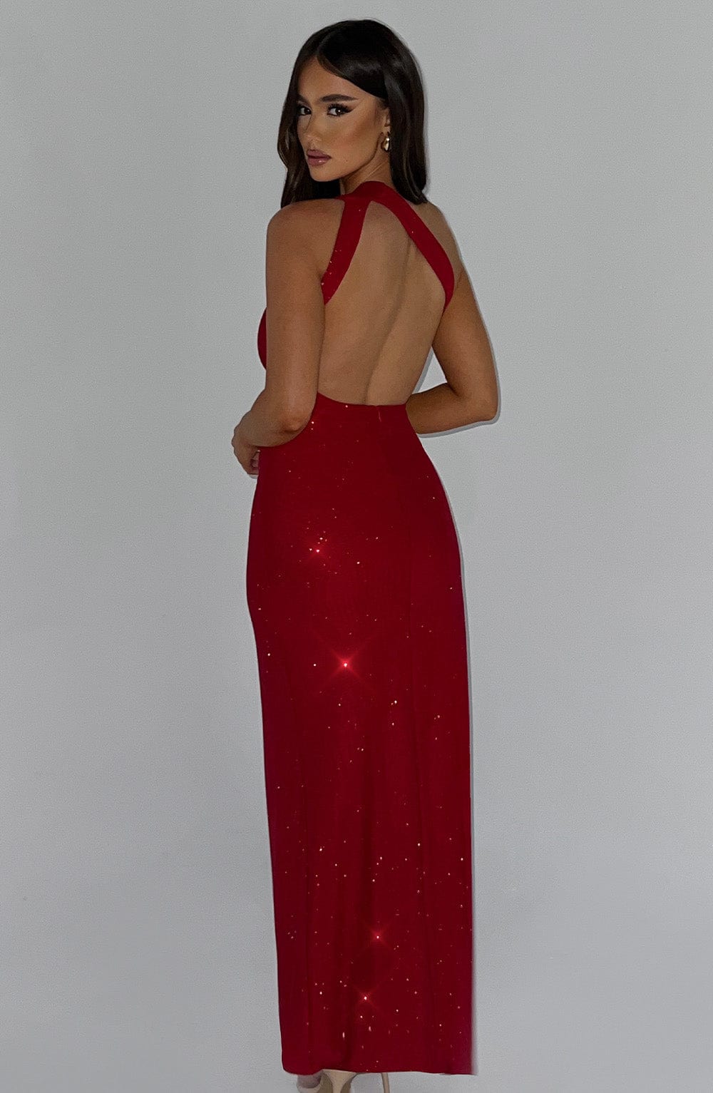 Abito Maxi Genevieve Rosso Scintillante