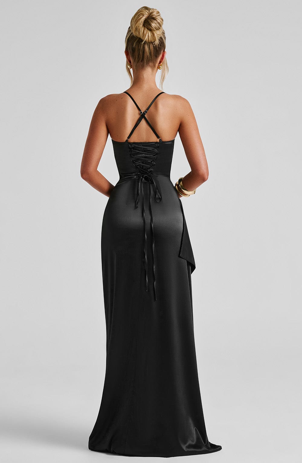 Abito Maxi Nero Stile Cowl-Neck