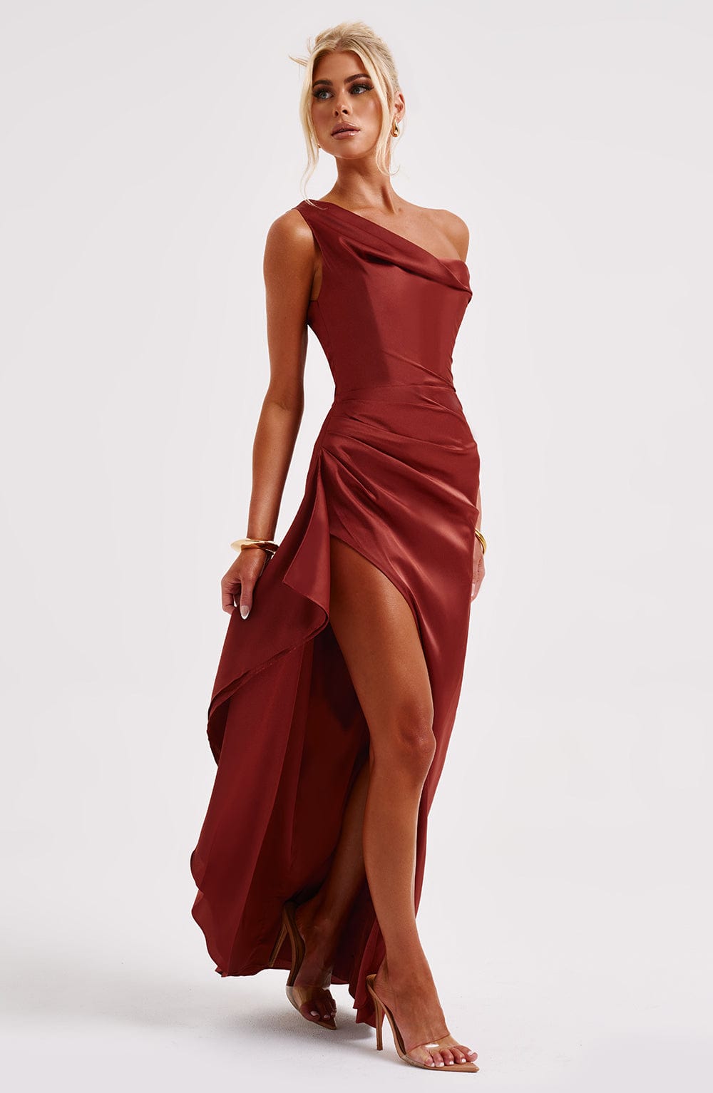 Abito Maxi in Raso Rosso