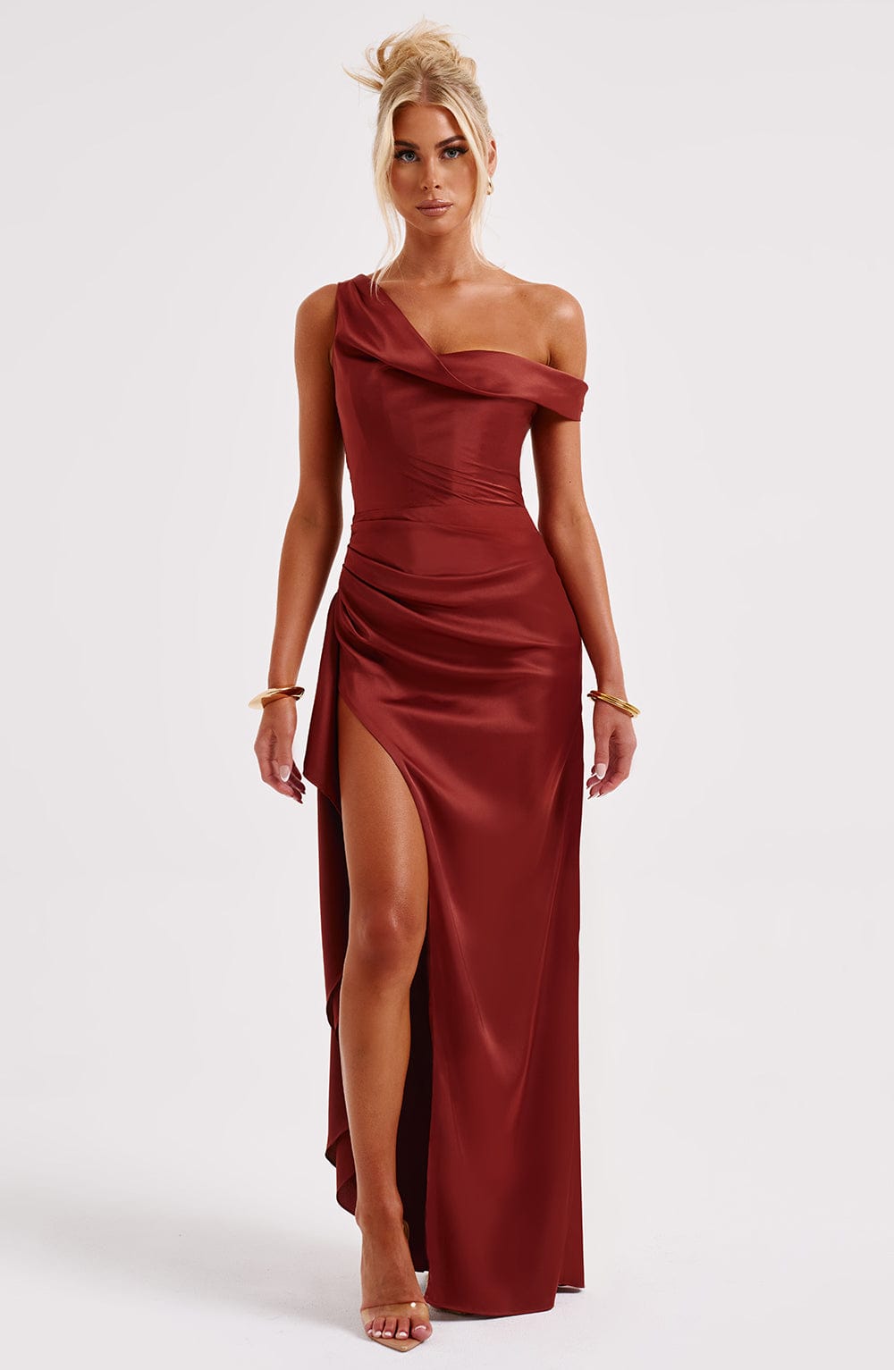 Abito Maxi in Raso Rosso