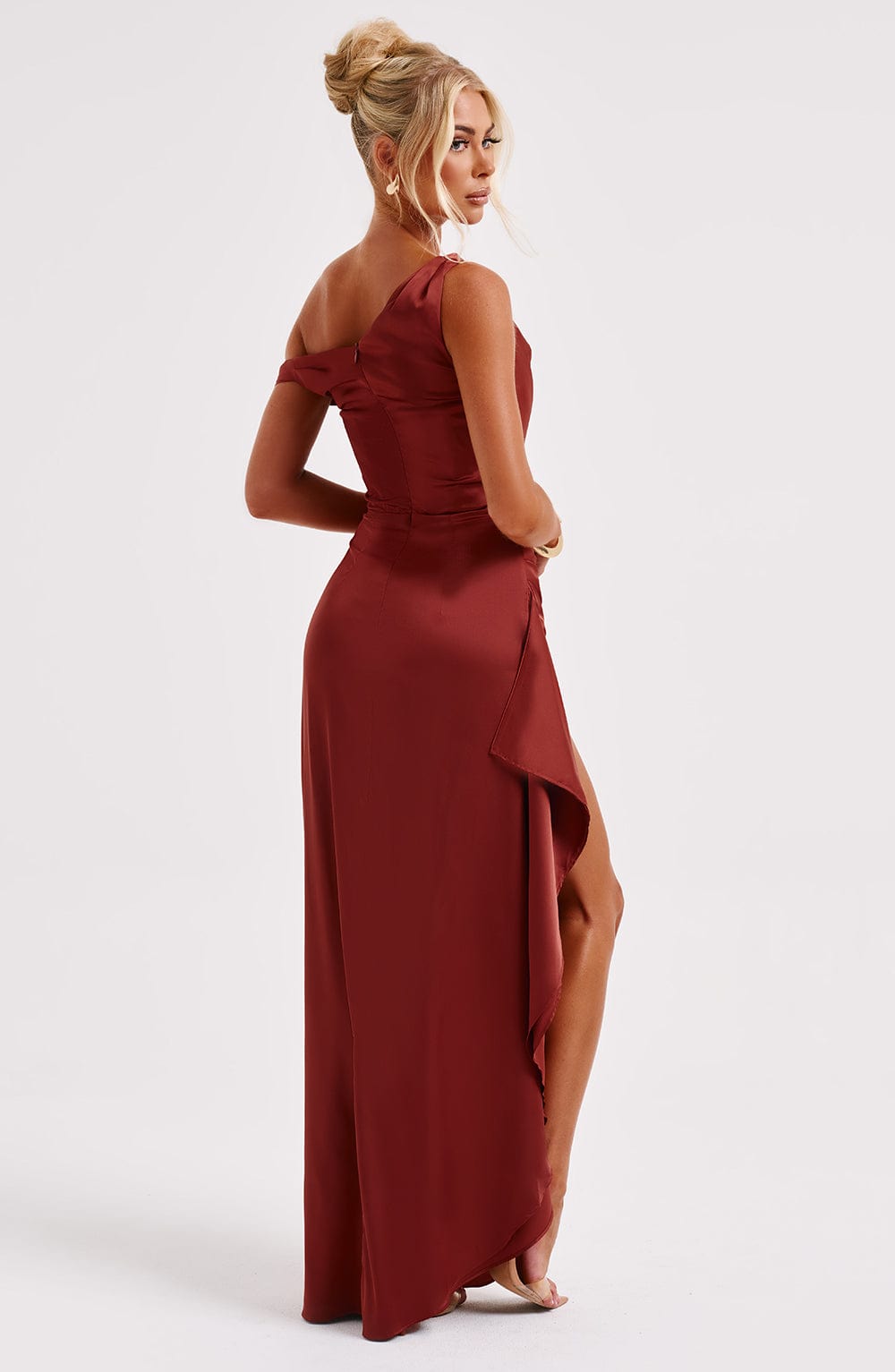 Abito Maxi in Raso Rosso