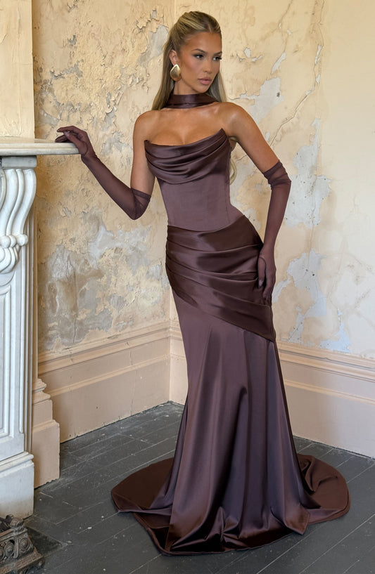 Abito Maxi Kensington in MARRONE PRUGNA