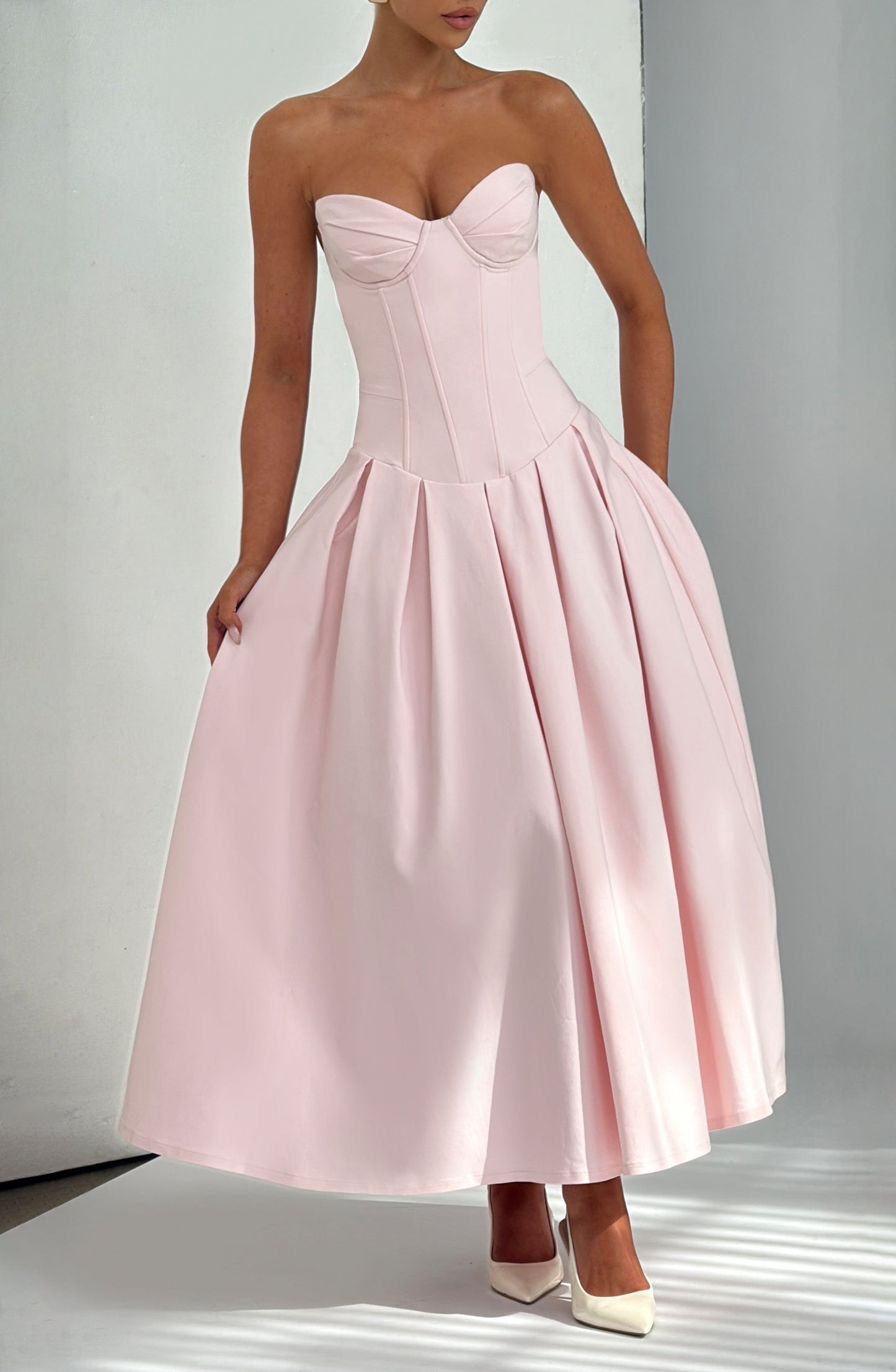 Abito Salma Midi Rosa