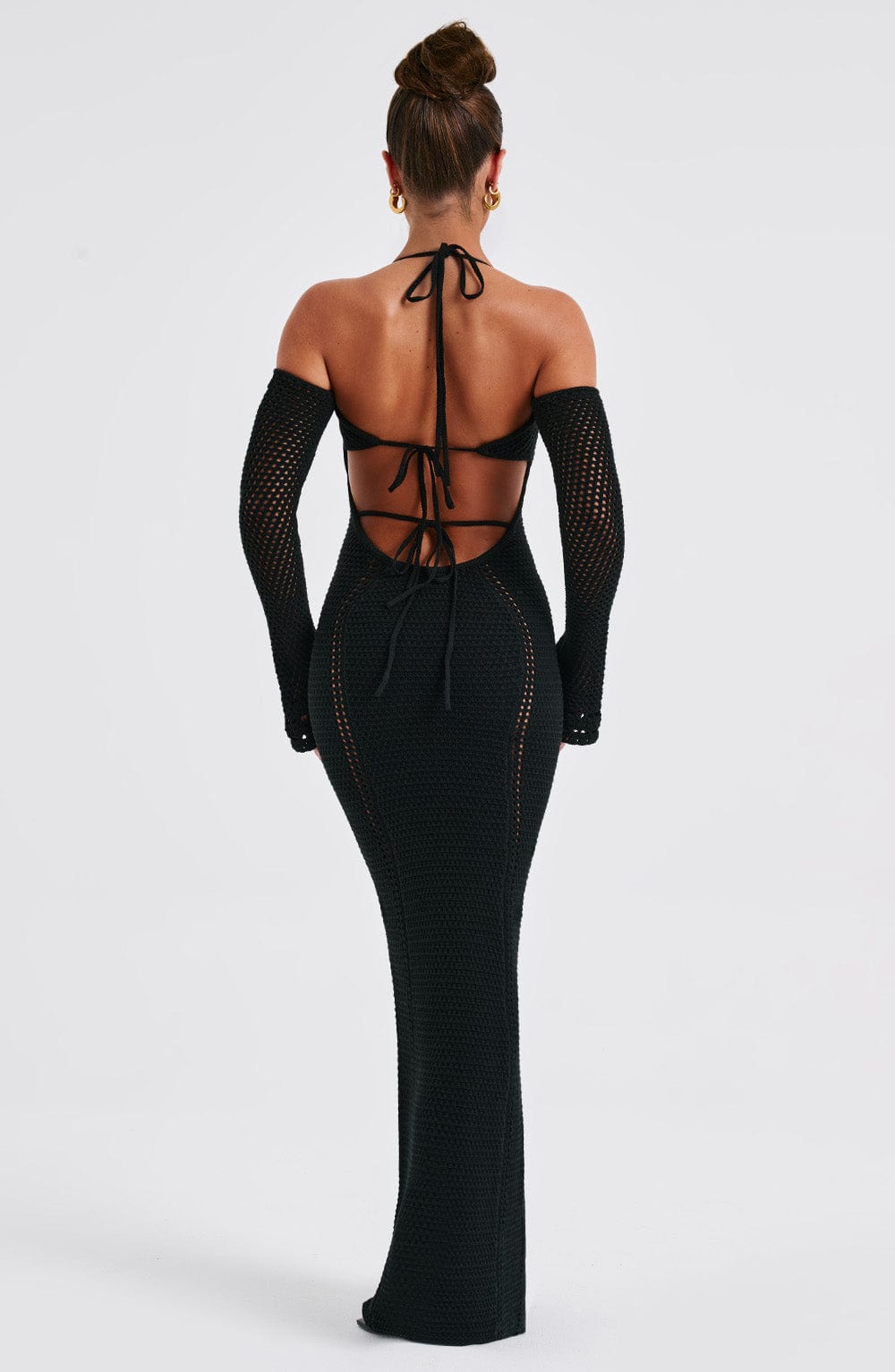 Abito Maxi Crochet Nero