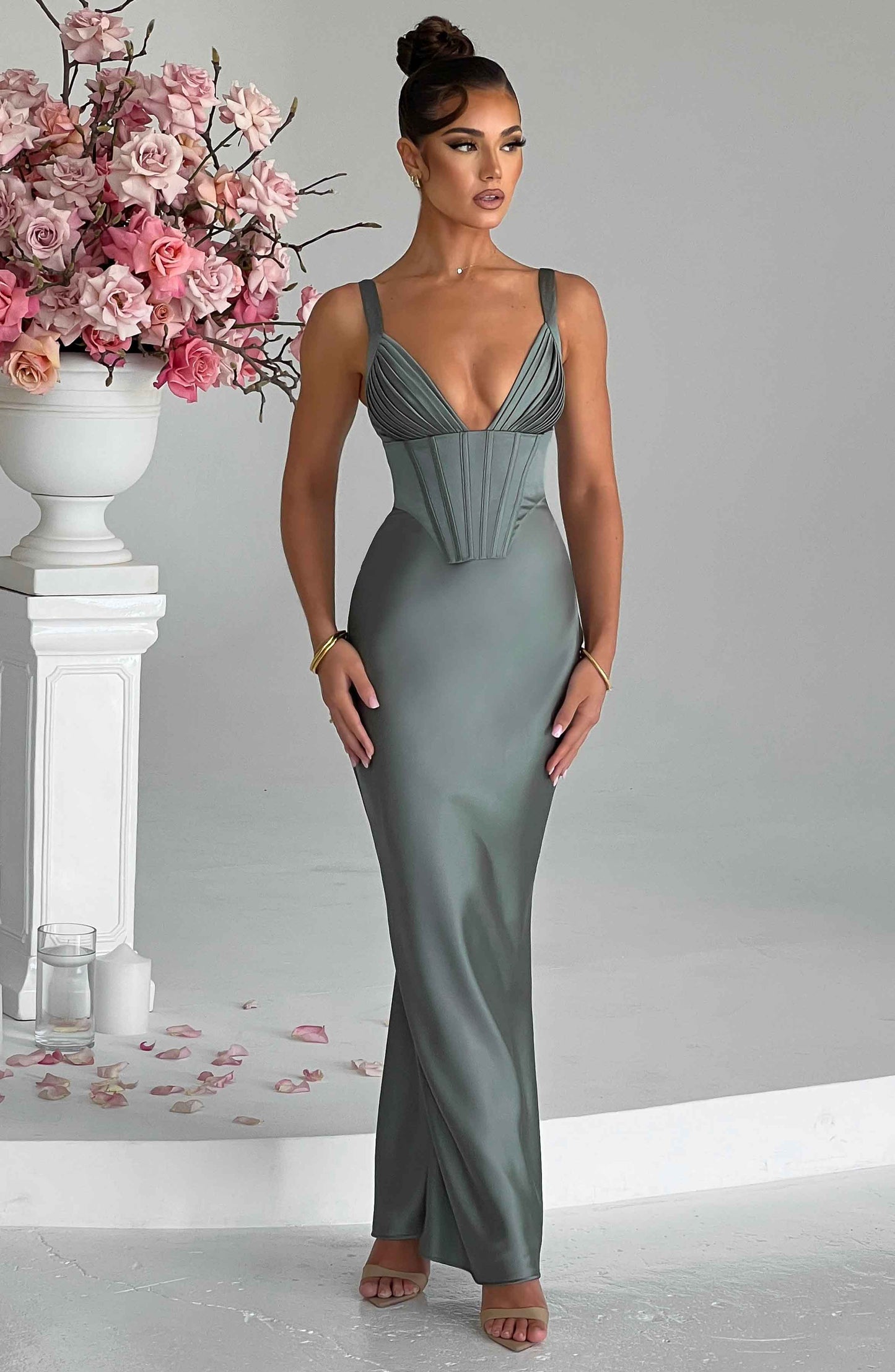Abito Maxi Femminile Verde