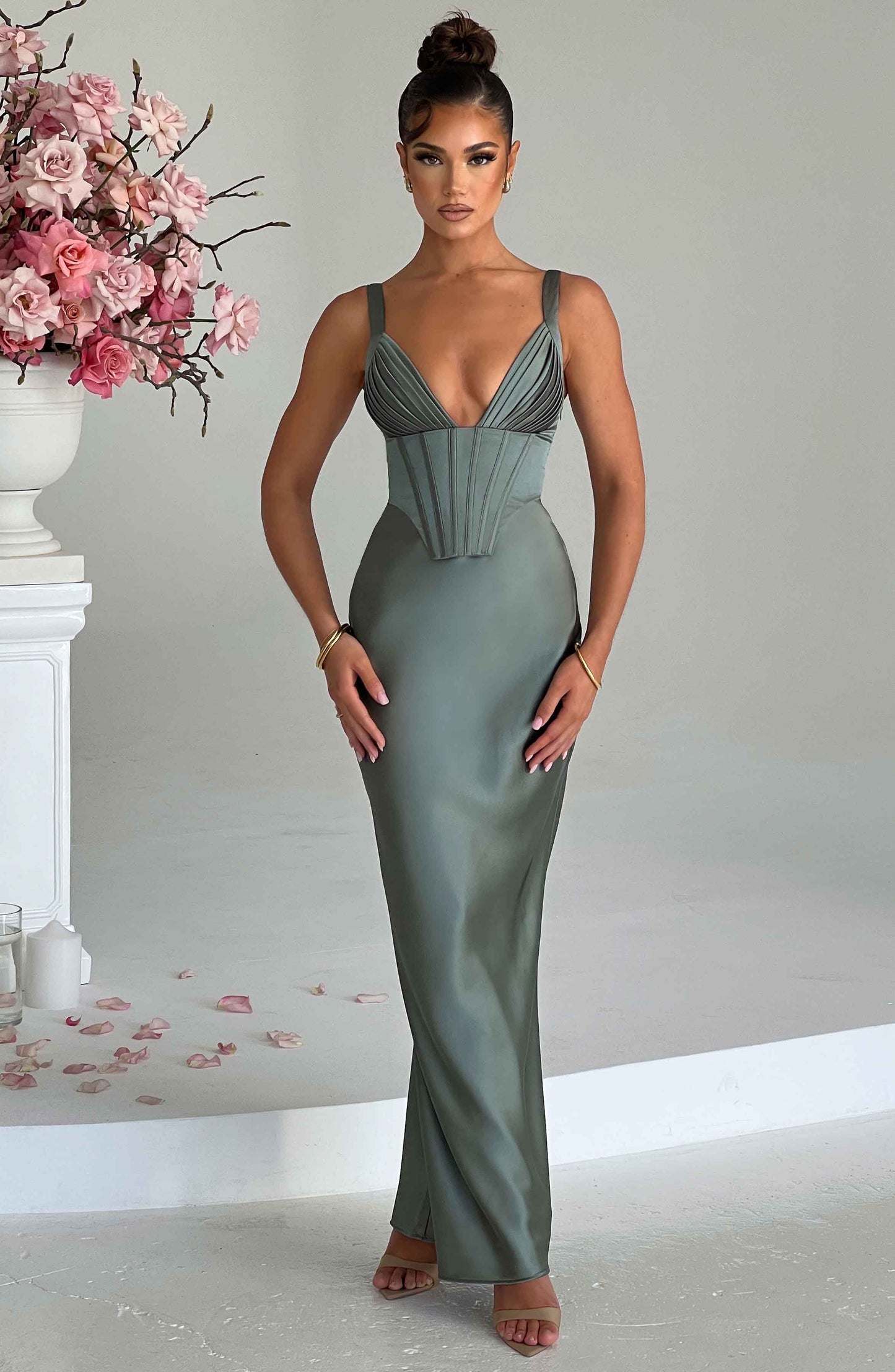 Abito Maxi Femminile Verde