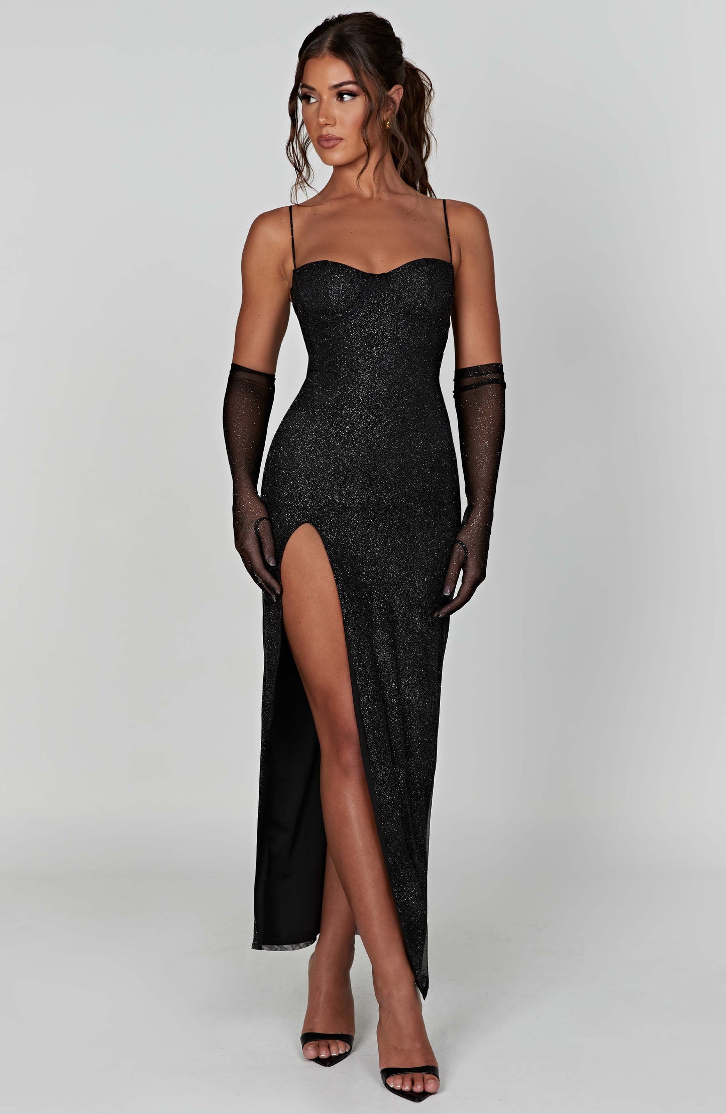 Abito Maxi Nero Scintillante