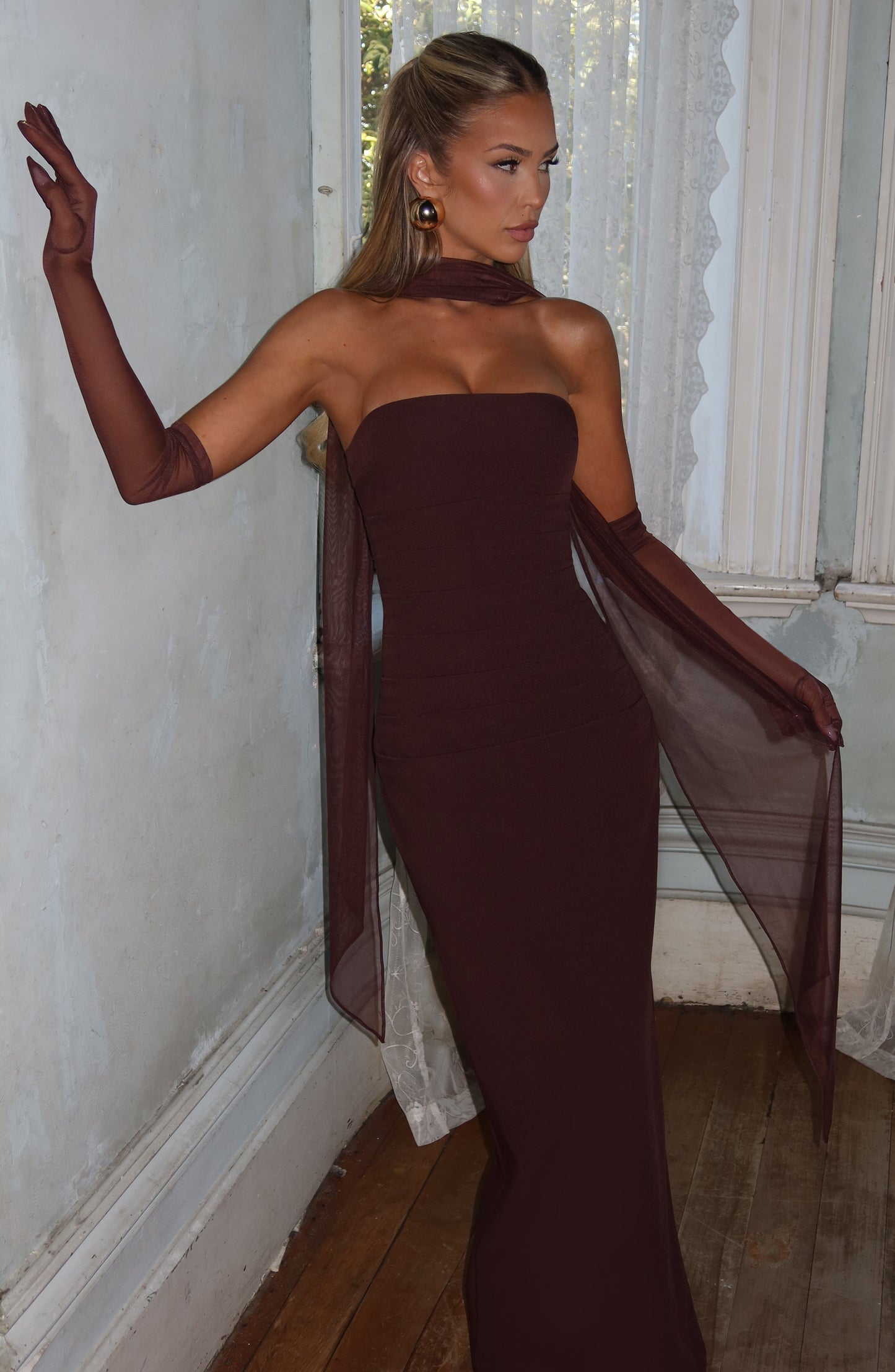 Abito Maxi Yulia Plum Brown