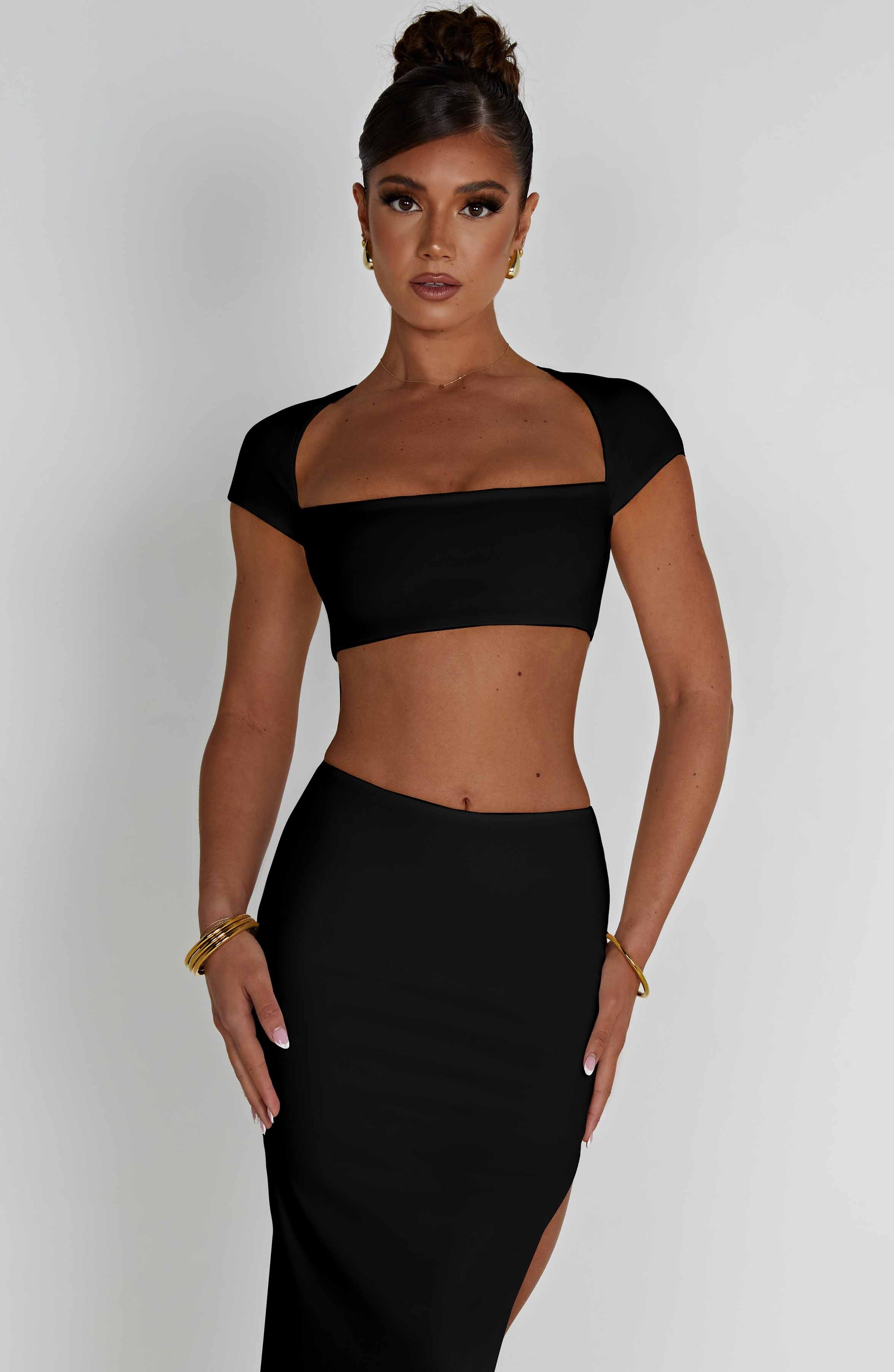 Top Adorn Nero Donna