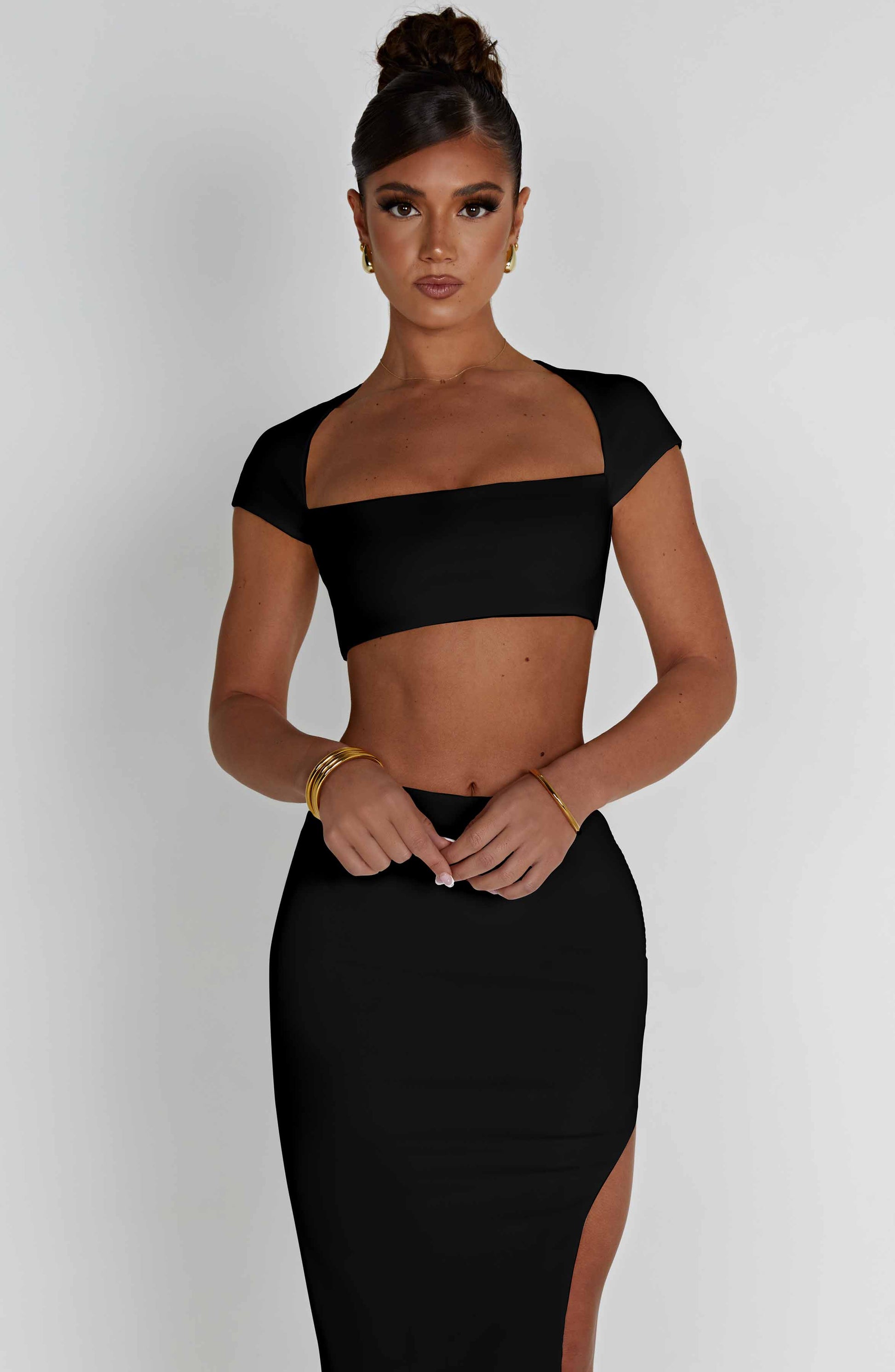 Top Adorn Nero Donna