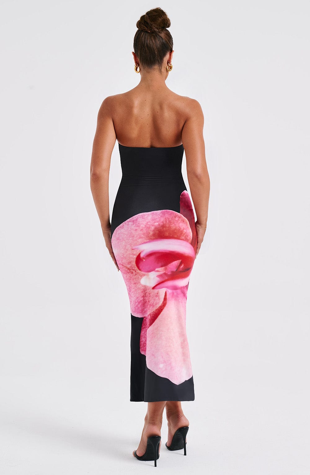 Vestito Allegra Midi Nero Fiore Stampa