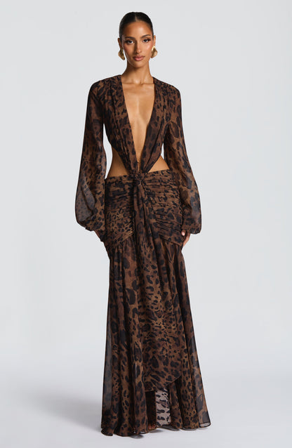 Essenza Classica Maxi Dress - Leopard Print