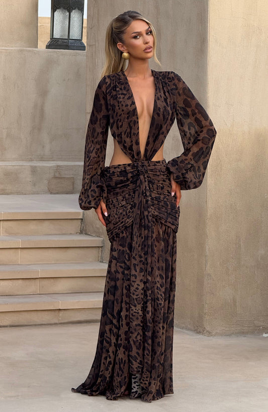 Essenza Classica Maxi Dress - Leopard Print