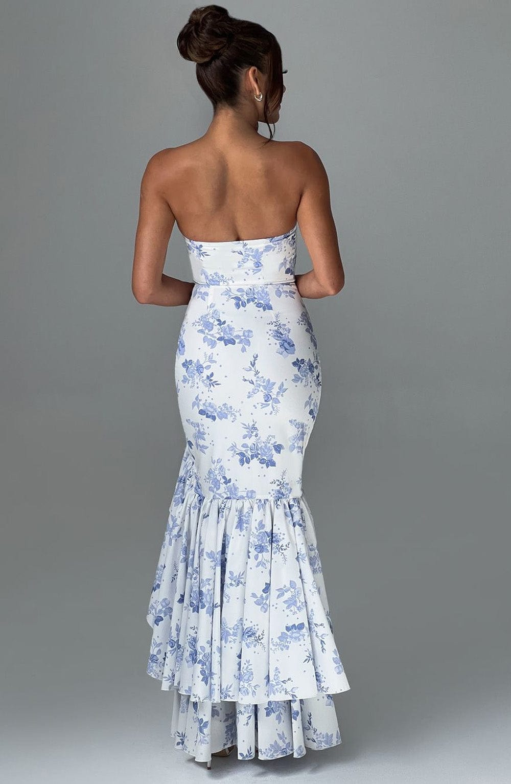 Abito Maxi Blu Fiorato
