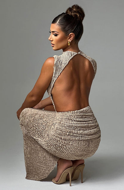 Abito da Donna Beige Midi