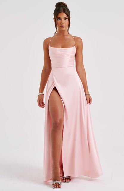 Abito Maxi in Seta Rosa