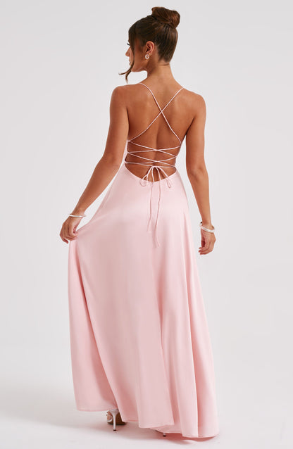 Abito Maxi in Seta Rosa