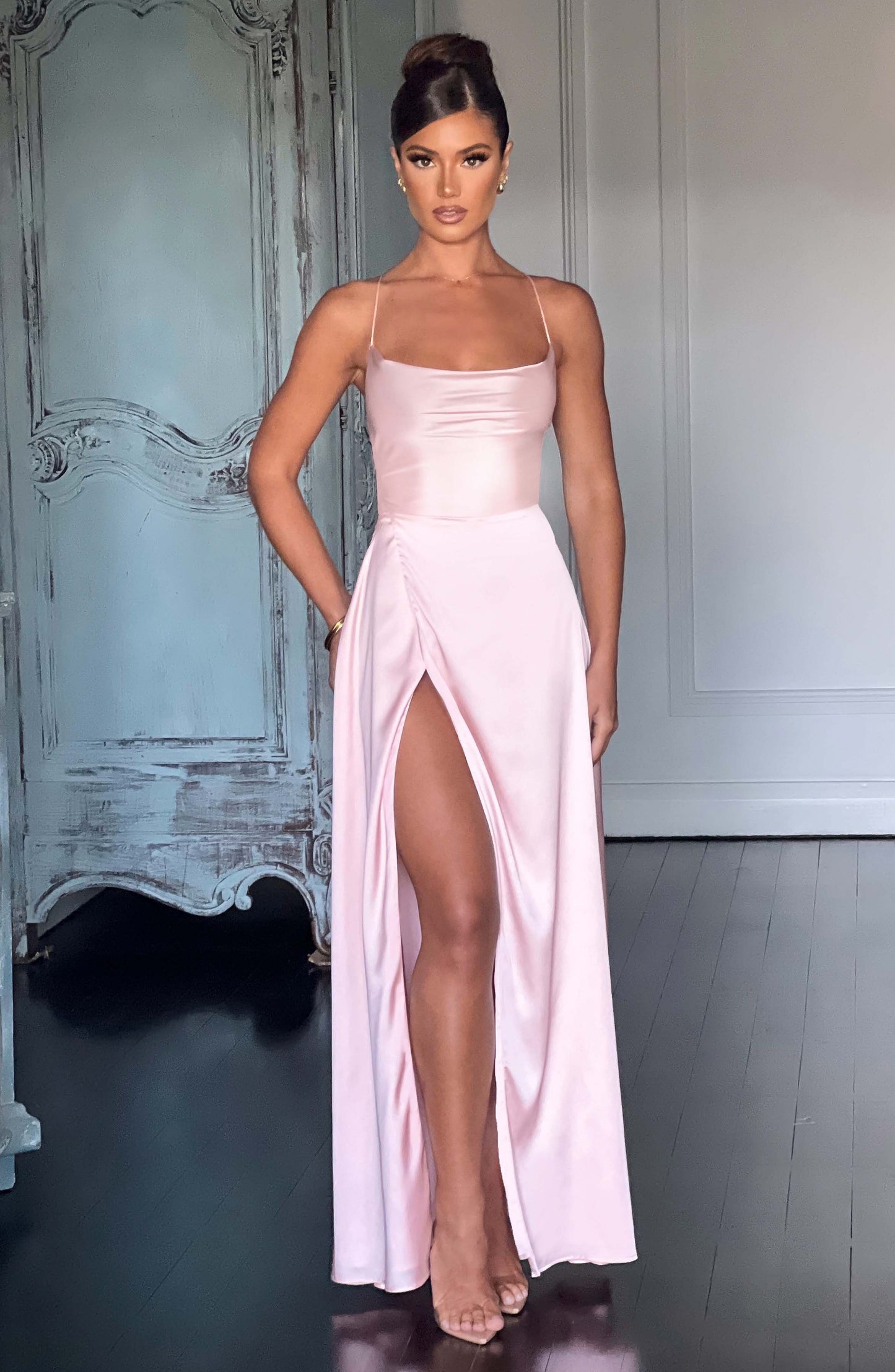 Abito Maxi in Seta Rosa