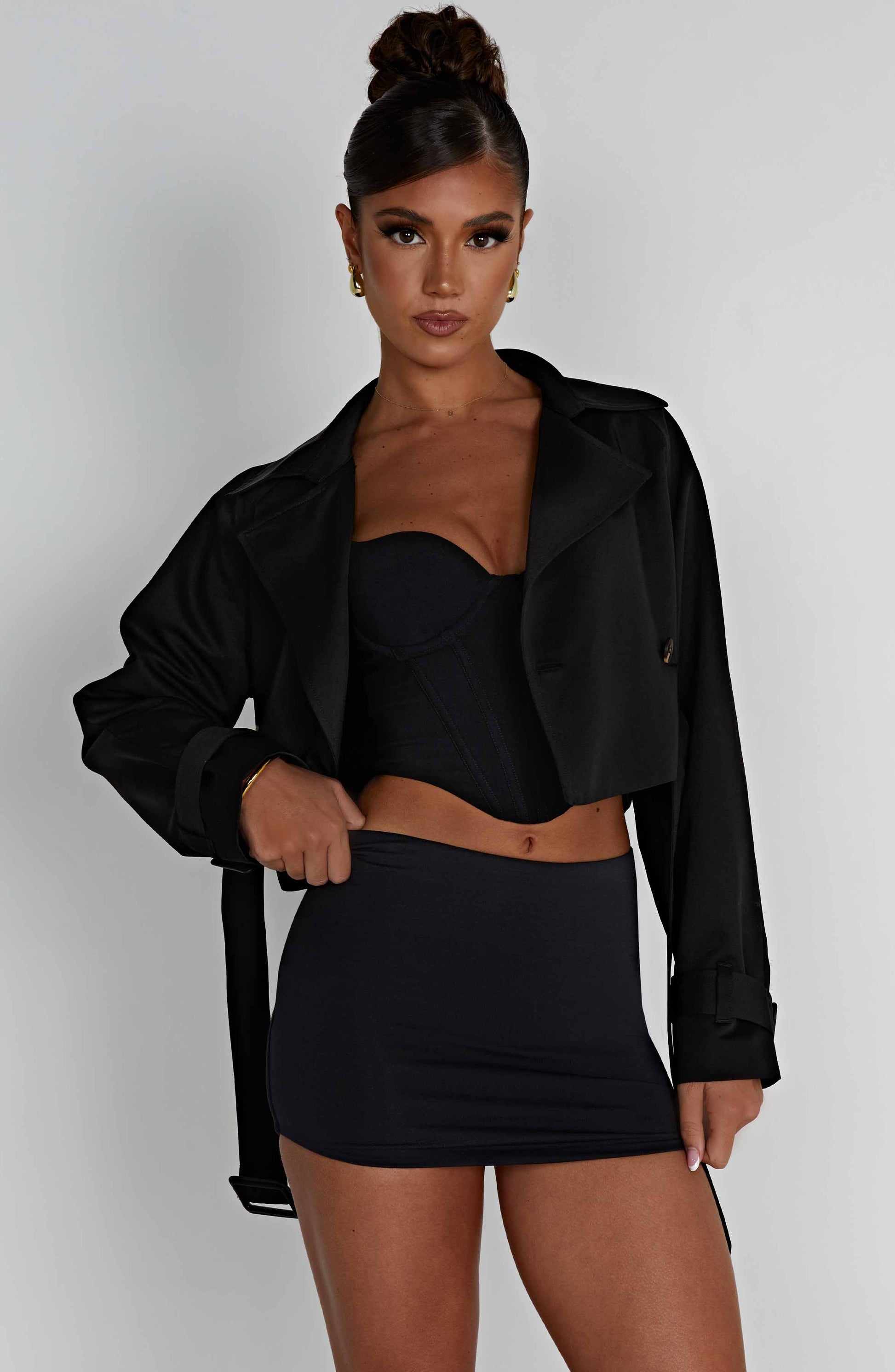 Cappotto Trench Corto Nero