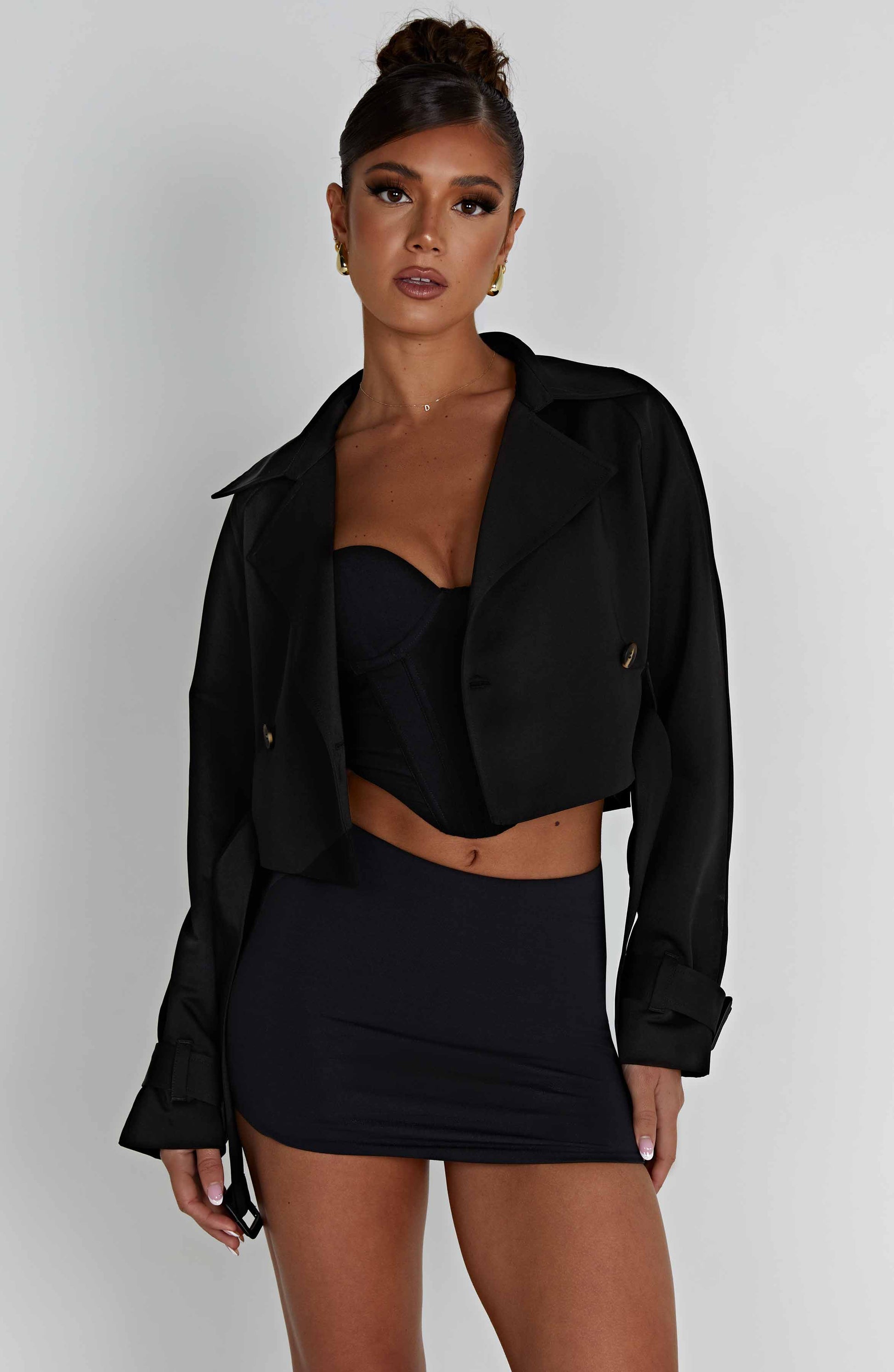Cappotto Trench Corto Nero