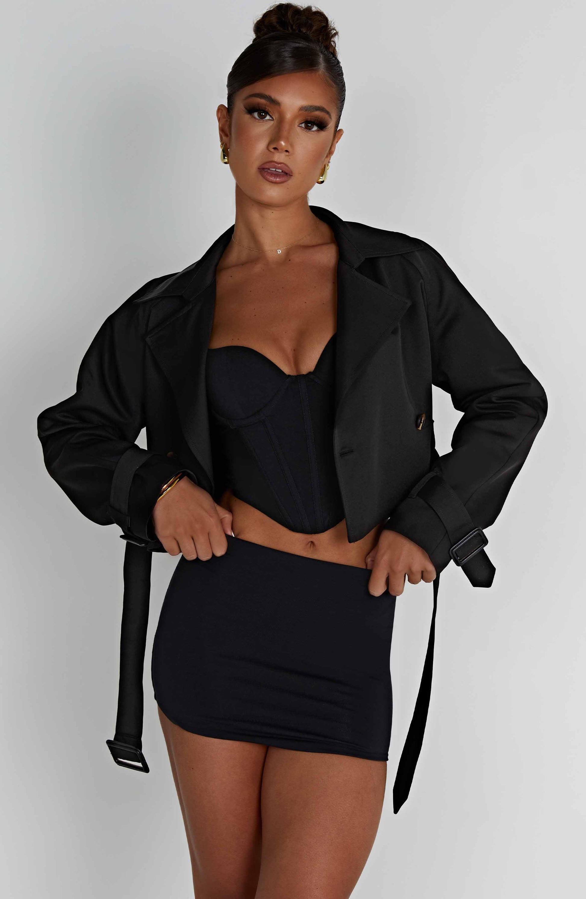 Cappotto Trench Corto Nero