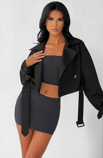Cappotto Trench Corto Nero