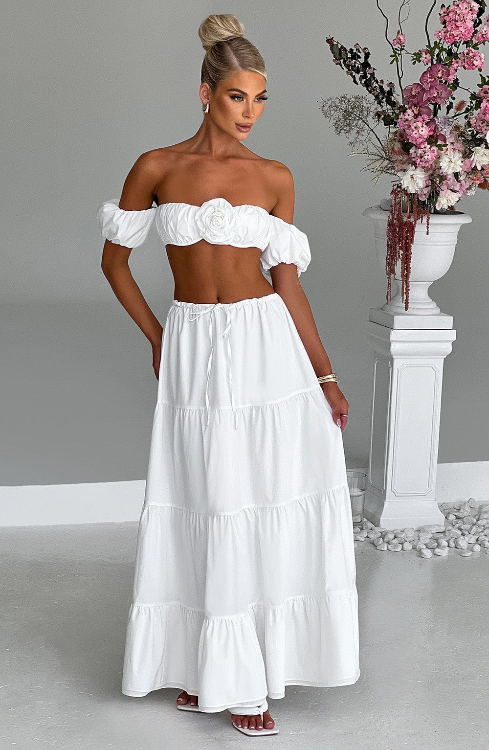 Gonna Maxi Carmen in Avorio