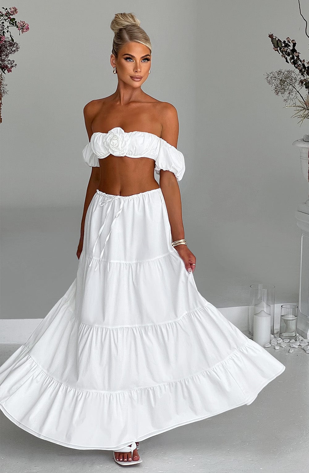 Gonna Maxi Carmen in Avorio