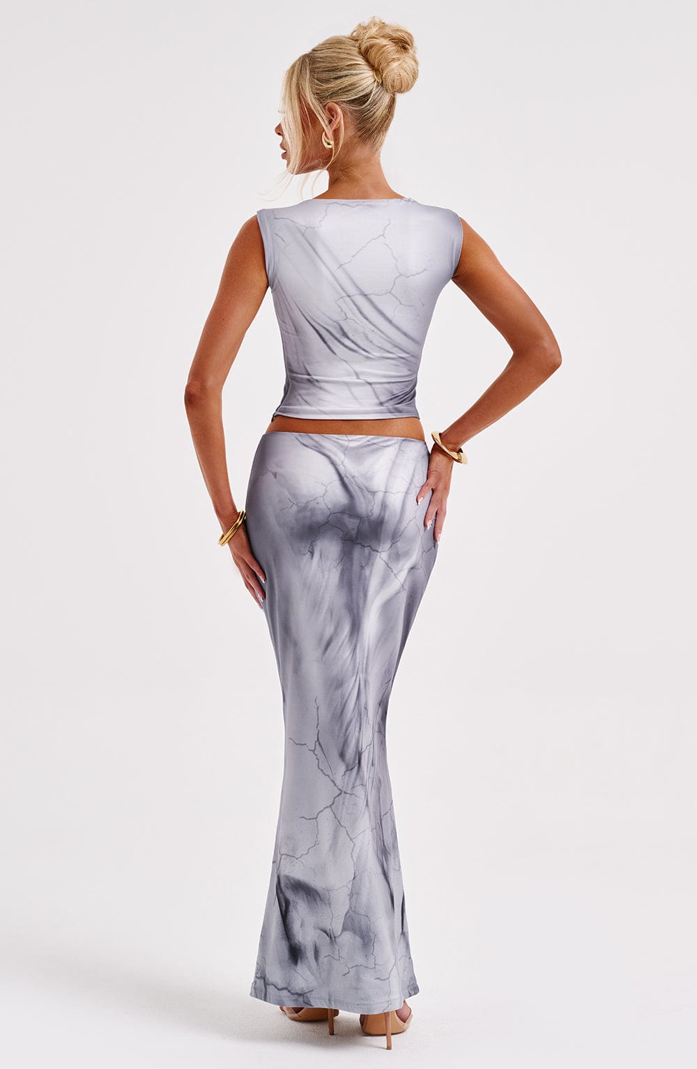 Top Donna Stampa Corpo Grigio
