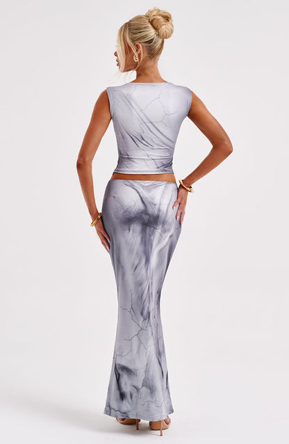 Top Donna Stampa Corpo Grigio