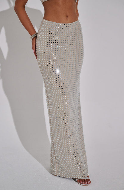 Gonna Maxi in Pelle Sintetica - Colore Beige