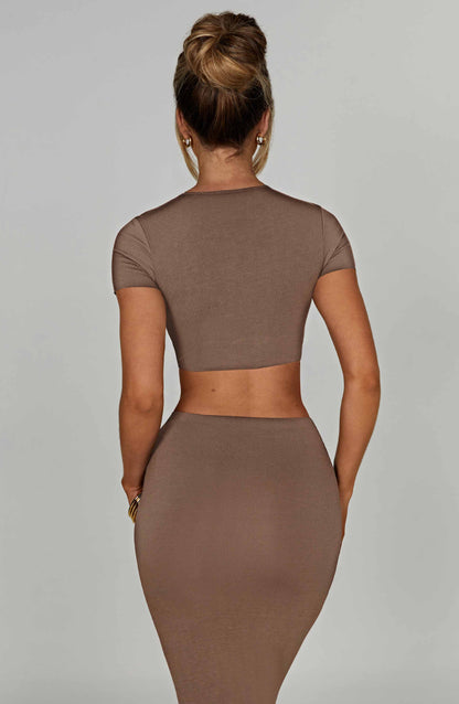 Top Mocha Cropped Maglia Donna