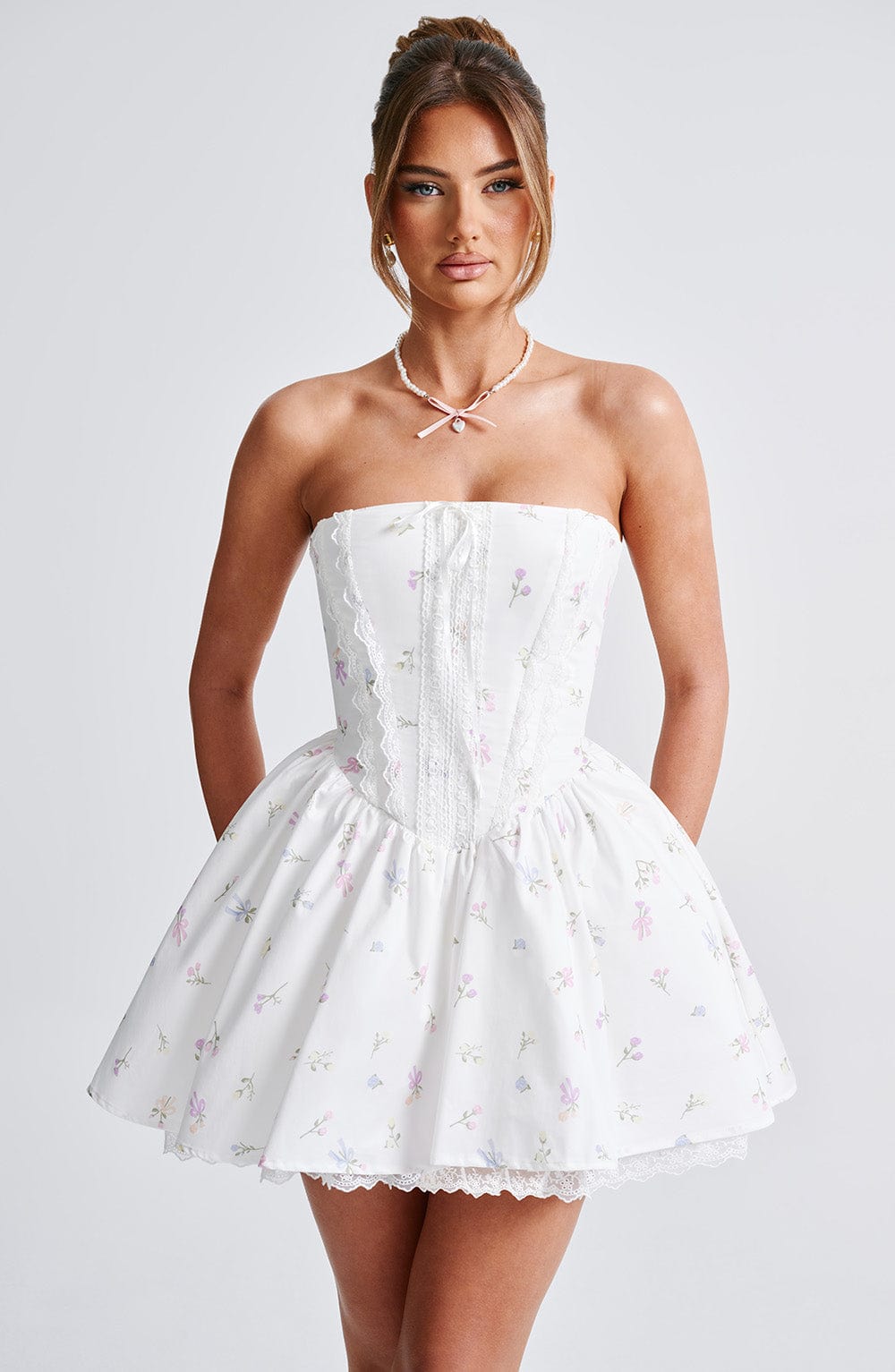 Evie Mini Dress Bianco Fiore Multicolore
