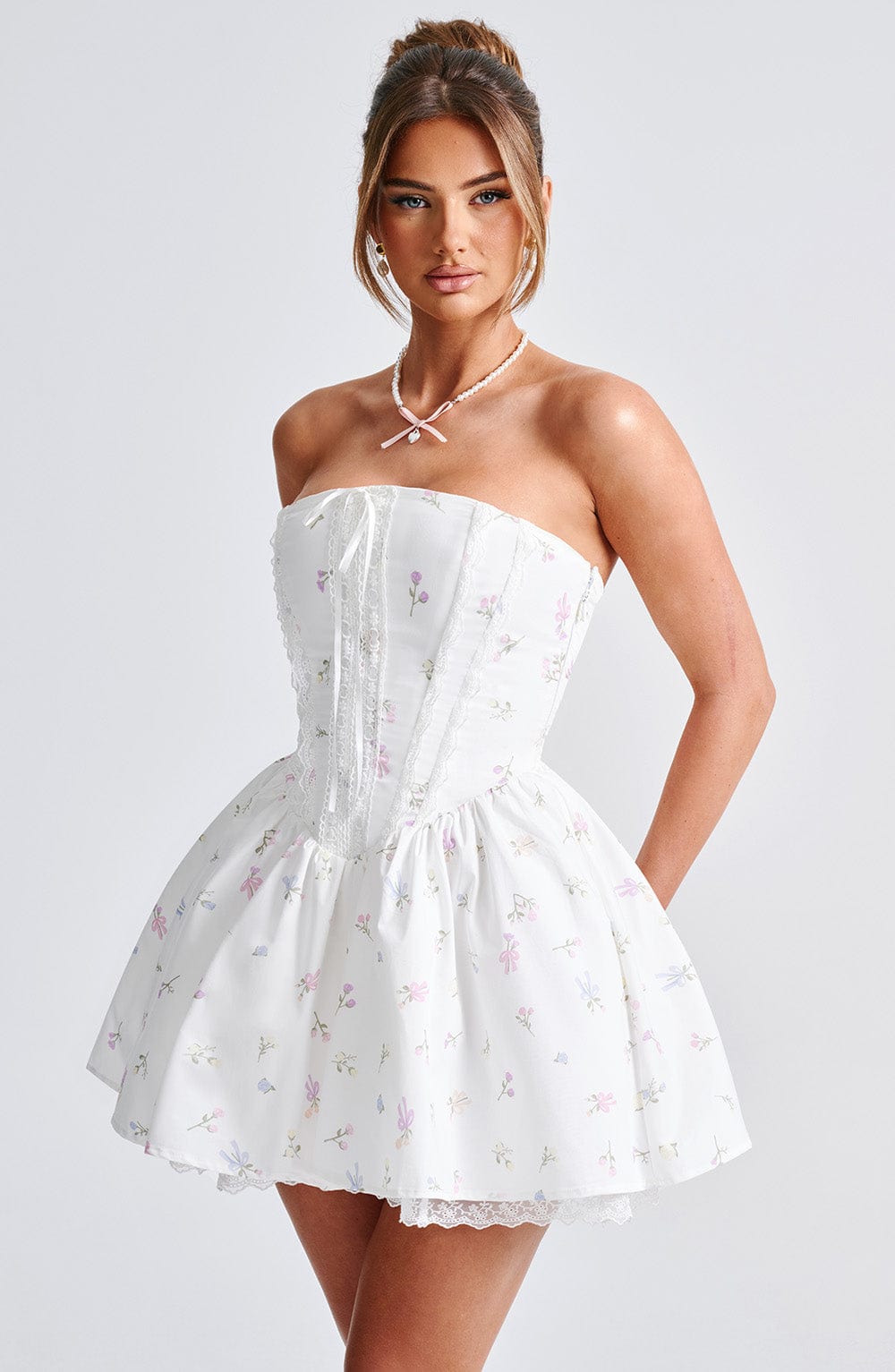 Evie Mini Dress Bianco Fiore Multicolore