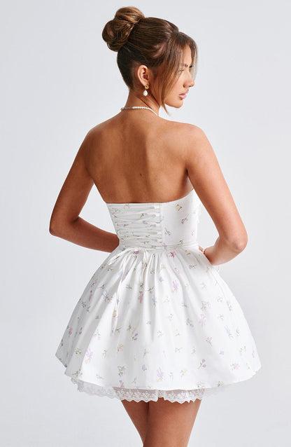 Evie Mini Dress Bianco Fiore Multicolore