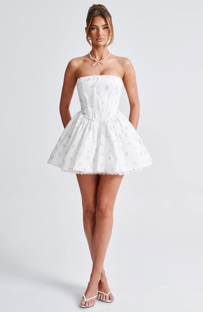 Evie Mini Dress Bianco Fiore Multicolore