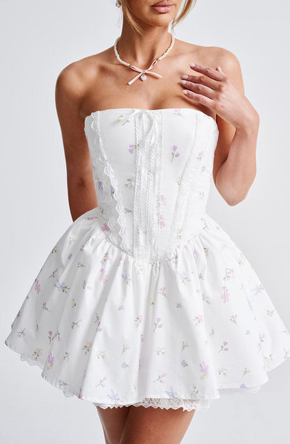 Evie Mini Dress Bianco Fiore Multicolore