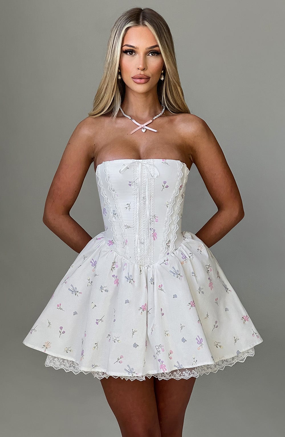 Evie Mini Dress Bianco Fiore Multicolore