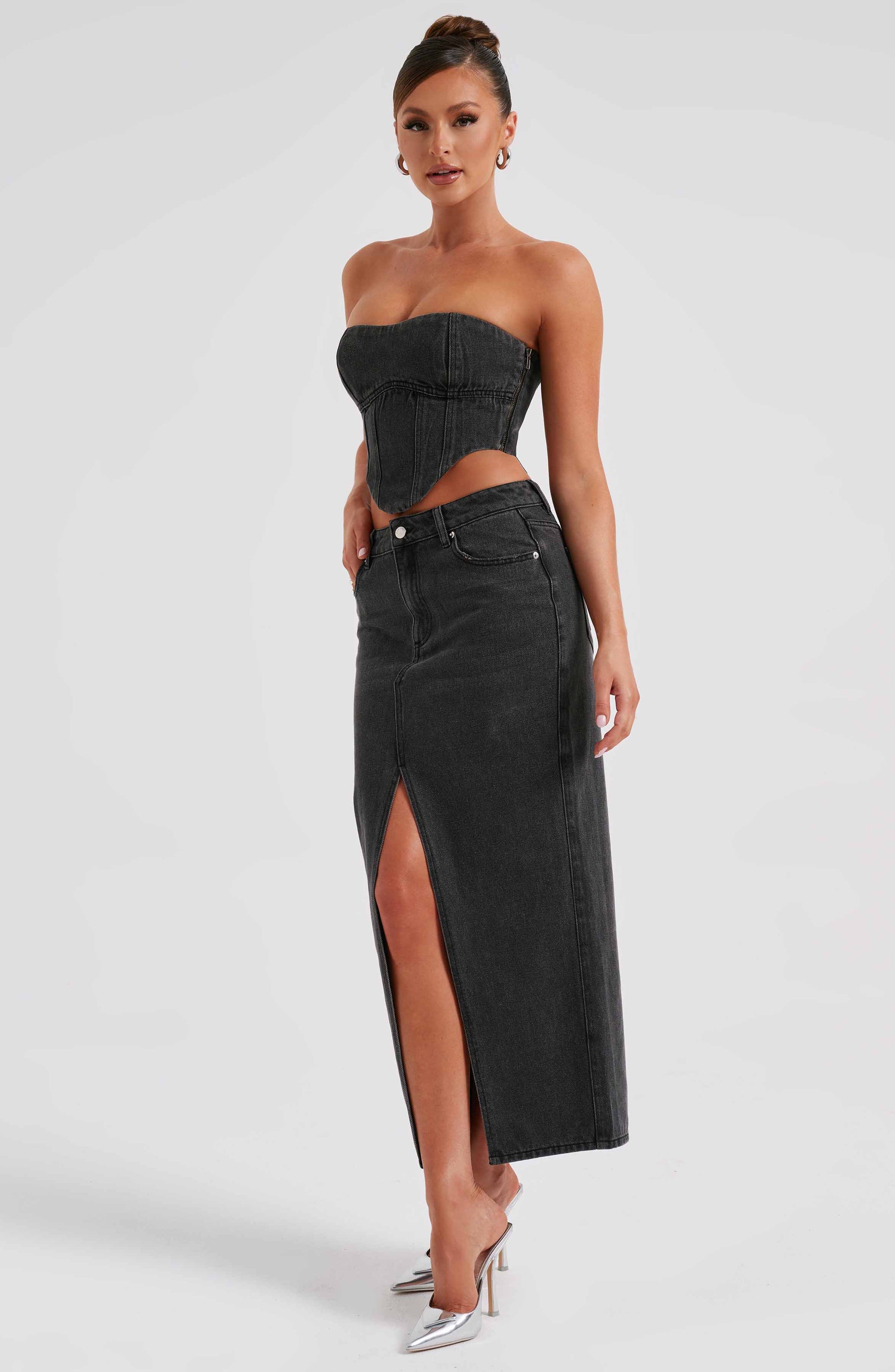 Gonna Maxi Flor Nero