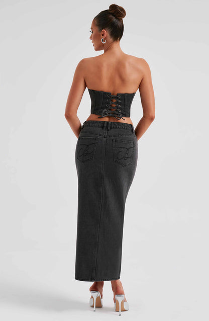Gonna Maxi Flor Nero