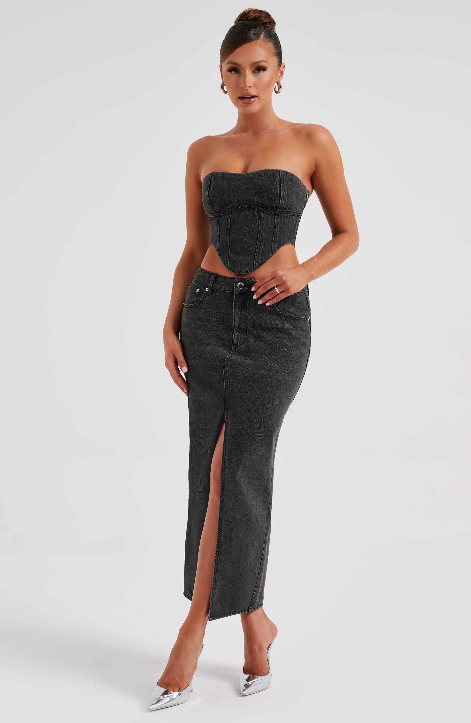 Gonna Maxi Flor Nero