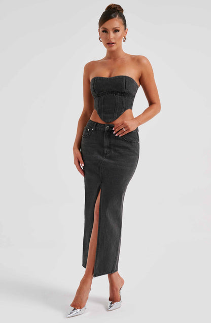 Gonna Maxi Flor Nero