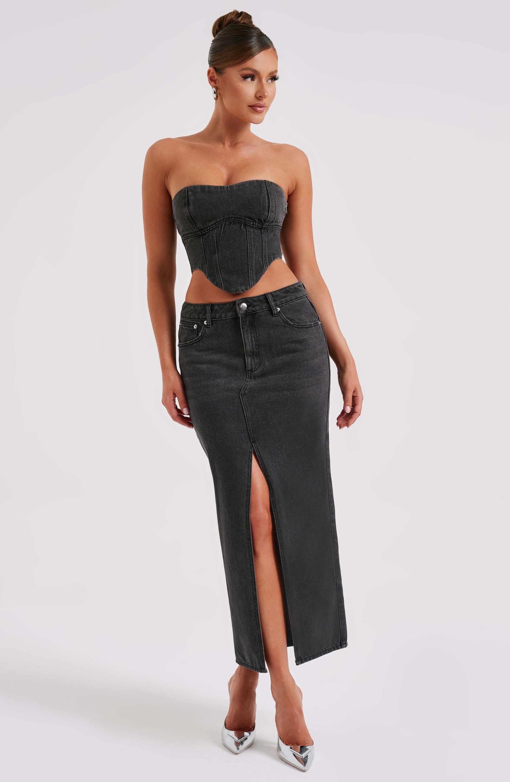 Gonna Maxi Flor Nero